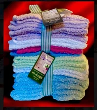 Tommy’s textile 16ct wash cloths 100% Cotton,12”x12"Green,white,purple,blue,Pink