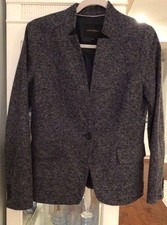 Banana Republic Inverted Collar LIned Blazer - Blue Heather Cotton Size 8 EUC