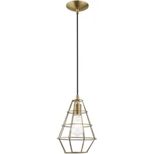 Livex Lighting 41322-01 Geometric Mini Pendant Antique Brass