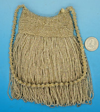 ANTIQUE LUSTER WHITE GLASS BEADED PURSE - FLAPPER ERA ORIGINAL