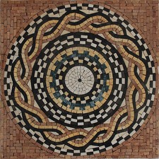 Infinity Mosaic of Natural Marble Tile, Greco Roman Motif for Garden