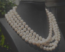 REAL NATURAL 8MM WHITE AKOYA FRESHWATER CULTURED PEARL NECKLACE LONG 64" 4.7 Ozs