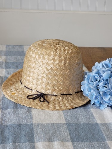 Vintage Woven Straw Style Hat Made In Italy Women's Rolled Brim