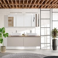 BadmöBel Badezimmer Set Spiegelschrank Waschbecken Waschtischunterschrank Grau