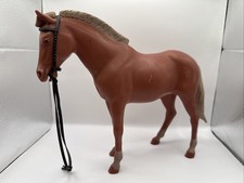 Vintage Louis Marx Brown Plastic Horse Toy 1960s With Bridle Good!