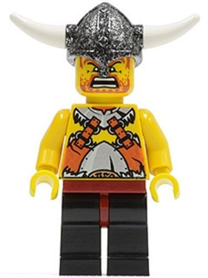 LEGO  Minifig vik006 - Viking Warrior 6b - Dark Red Hips and Black legs
