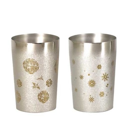 HORIE Titanium Double Tumbler Premium Snow 270ml & Tori 270ml Tsubame Sanjo