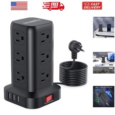 Surge Protector Power Strip Tower,10FT Extension Cord with Multiple Outlets, ...