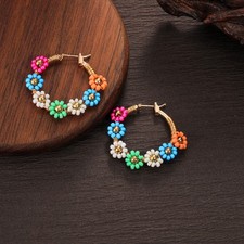 Women Colorful Hoop Earrings Ear Earrings Flower For Women Earrings Ear Jewelry