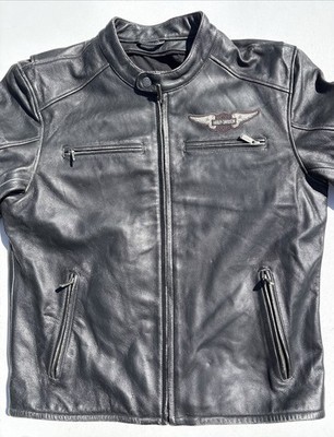 Harley Davidson Men's BIRLER Leather Jacket Black Distressed Large
