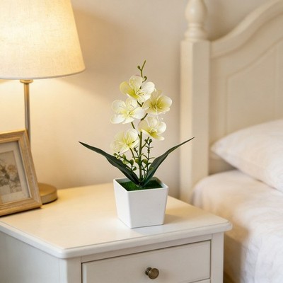 Synthetic Phalaenopsis Orchid in Ceramic Style Pot for Interior Design