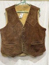GENUINE LEATHER BERMAN BUCKSKIN CO DISTRESSED SUEDE WESTERN STYLE VEST SZ 46