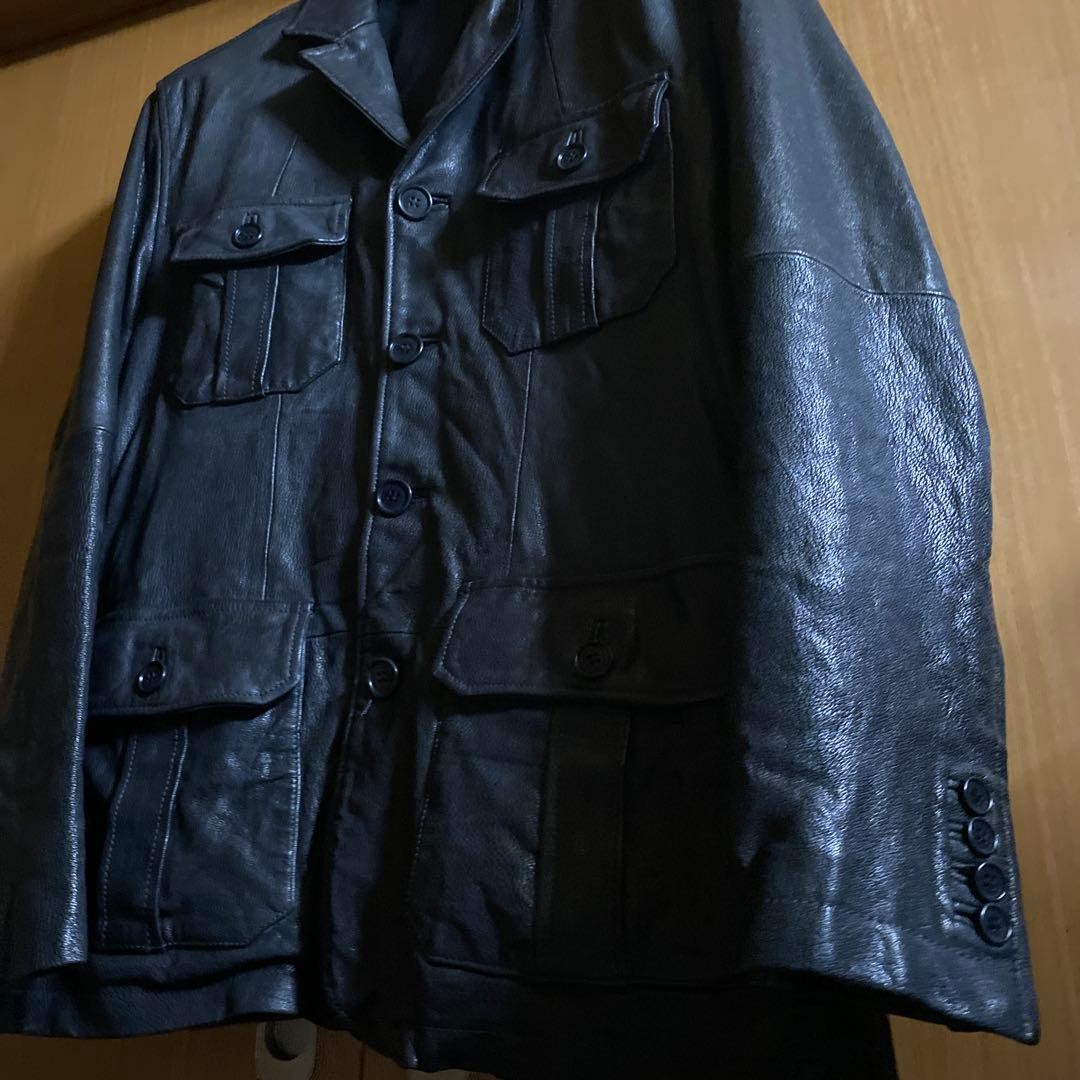 C.P. Company Black Genuine Leather Jacket Cowhide Real Leather Men’s Used thumbnail 3