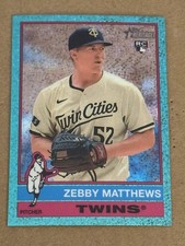 2025 Topps Heritage #309 Zebby Matthews RC Light Blue Sparkle Refractor Twins