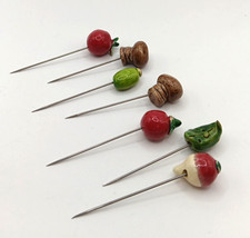 7 Ceramic Hors D'Oeuver Cocktail Picks Olives, Vegetables, Snacks 4" SHARP