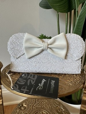 Disney Loungefly Minnie Sequin Wedding Zip Around Wallet 