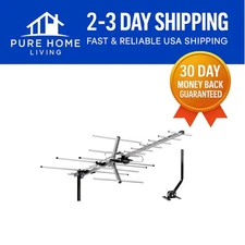 Yagi HD TV Antenna with 200-Mile Range - Free Channels & Mounting Pole Included