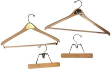 Lot 4 VTG Wood Hangers Wilsons Berkshire Felt Clip Pants Suit Set Closet