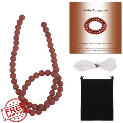 THRELE 6mm Matte Red Turquoise Bead 15-Inch Loose Stone