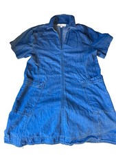 LOFT Blue Denim Collared Zip Front Shirt Dress w/ Pockets Short Sleeve S