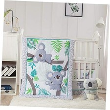 Baby Nursery Crib Bedding Set, 3 Piece Standard Size Crib Set, Grey and Koala
