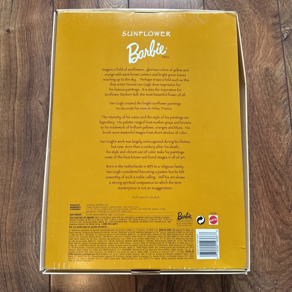 Sunflower Barbie Doll (Second In Series, 1998) - Limited Edition Collectible Barbie - View #3