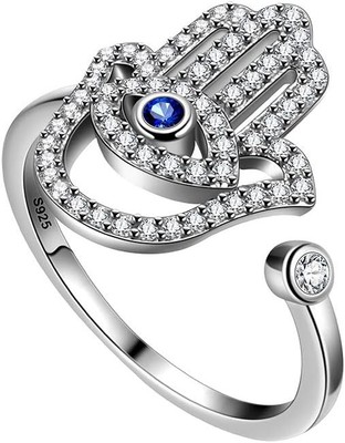 Adjustable Evil Eye Ring Womens Hamsa Hand Ring 925 Sterling Silver Hamsa Hand o