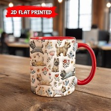 Cairn Terrier Floral Accent Mug, 2D Flat Printed Ceramic Drinkware, Dog Lover Gi
