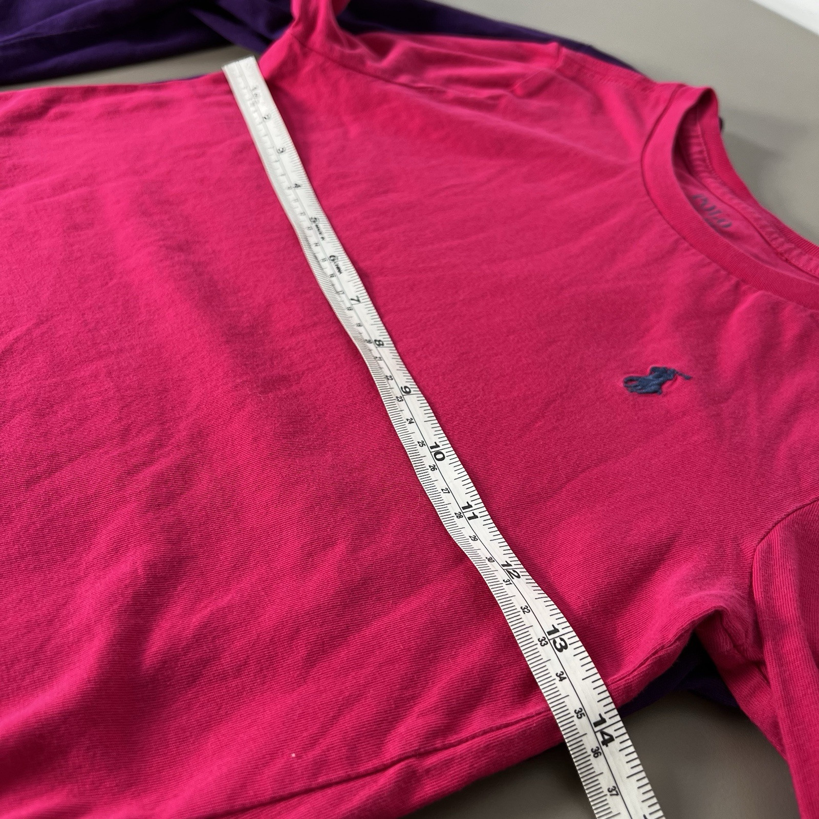 POLO RALPH LAUREN T shirt bambina fascio di due viola e rosa logo pony taglia M