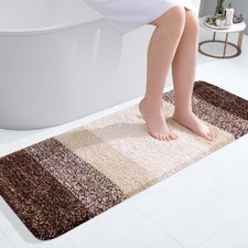 OLANLY Bathroom Runner Rugs Mat 47x17, Extra Soft Absorbent 47" X 17", Brown