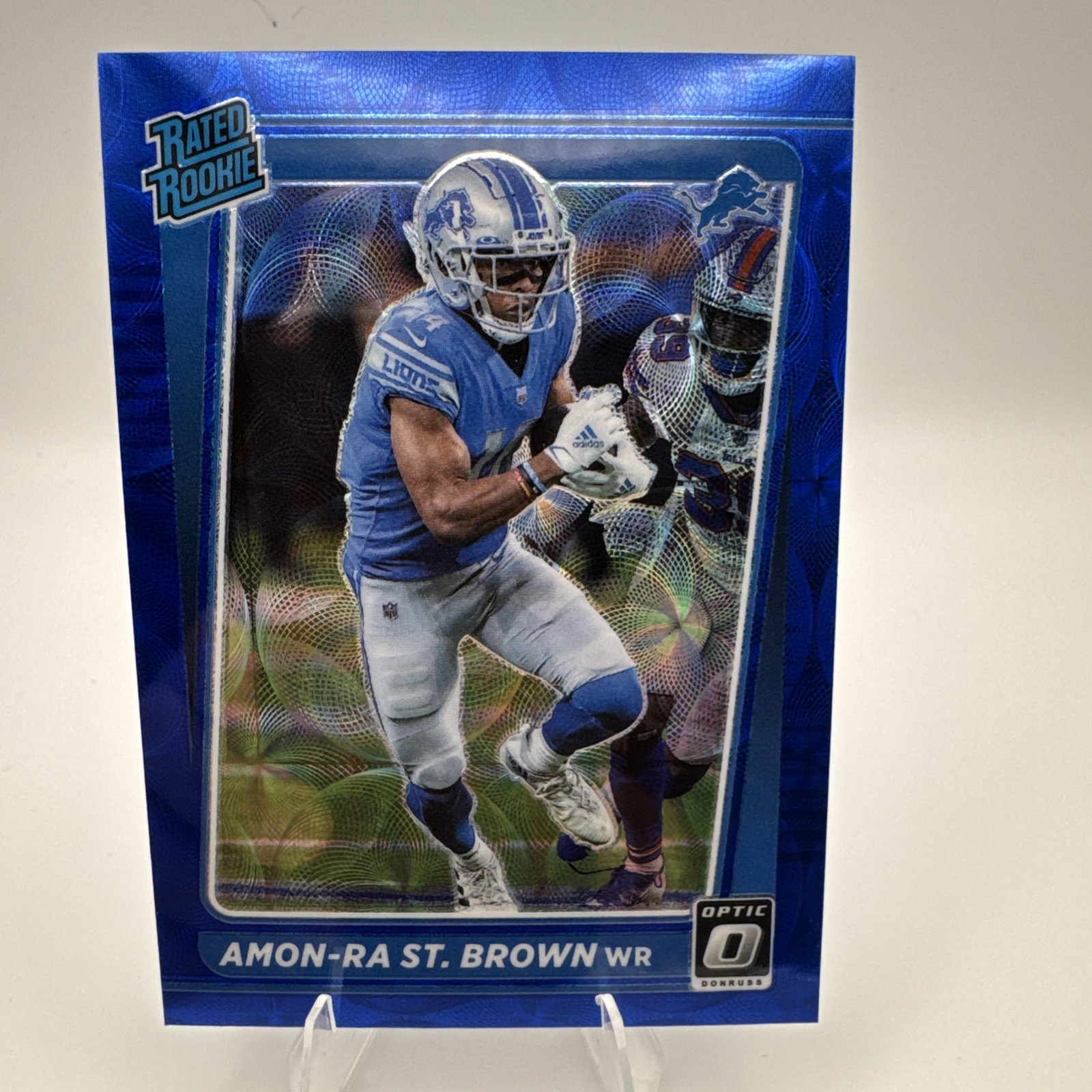 2021 Panini Donruss Optic - Rated Rookie Amon-Ra St. Brown #228 Blue Scope Prizm