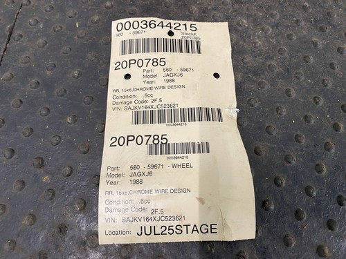 88-92 JAGUAR XJ6 CHROME WIRE DESIGN WHEEL RIM 15X6, 5 LUG, 4-3/4", 14886802JJTB - Picture 7 of 7