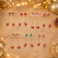Creative Christmas-themed long tassel earrings