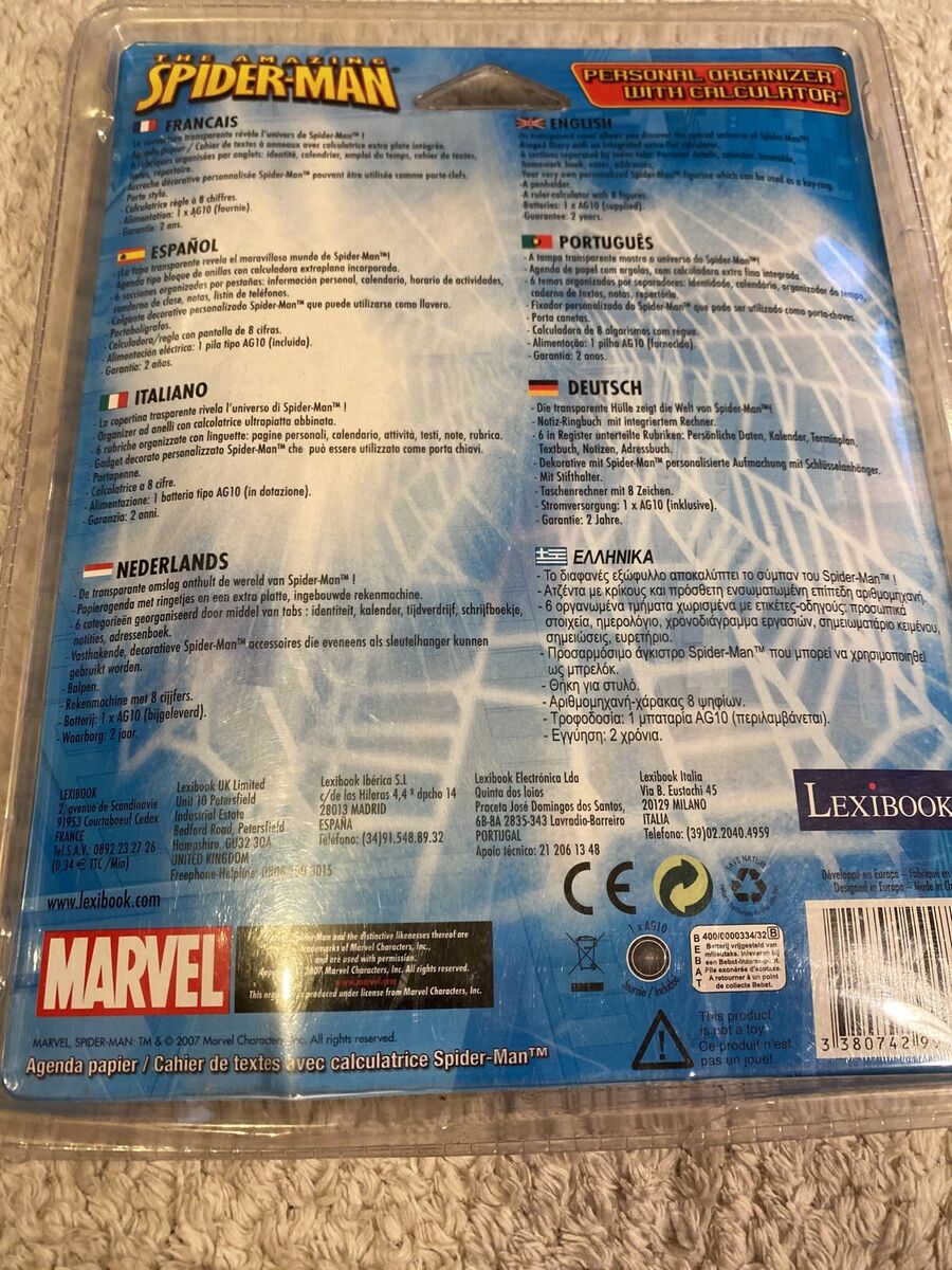 🥰 agenda personel oragnizer marvel spider-man lexibook agenda calculatrice