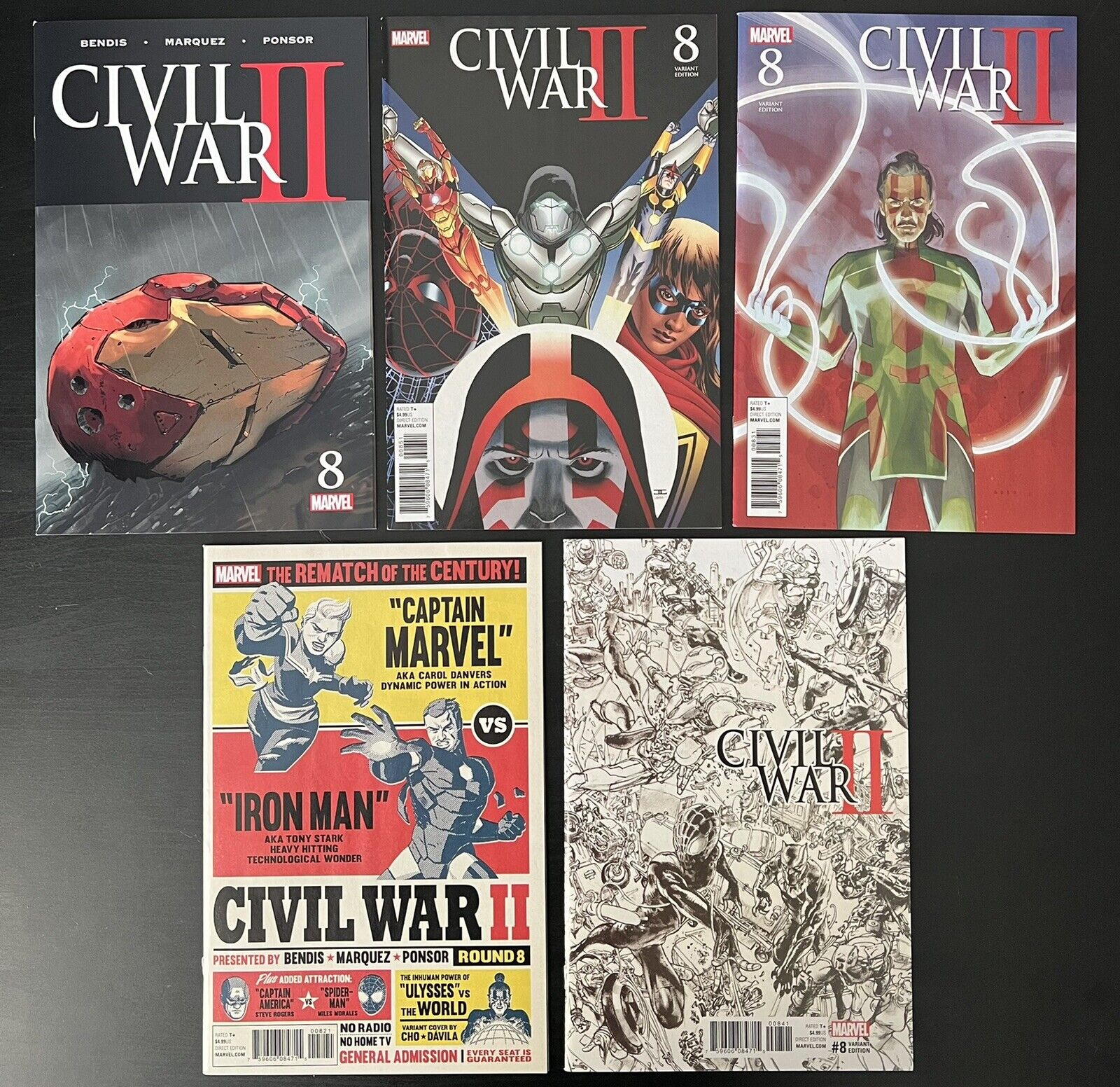 Civil War II #8 & #8 Variant Covers Marvel Comics Iron Man Captain Marvel Lot