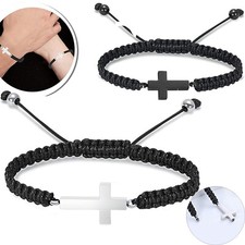 Cremation Bracelet for Human Pets Ashes - Cross Cremation Braided Urn Bracelet