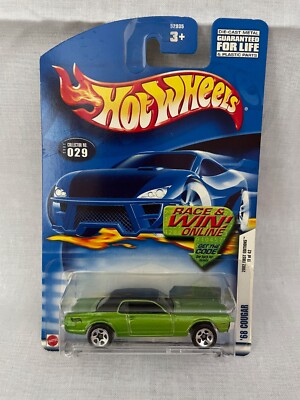 VTG Hotwheels Collector #029 '68 Mercury Cougar Green Diecast 1:64 Muscle car