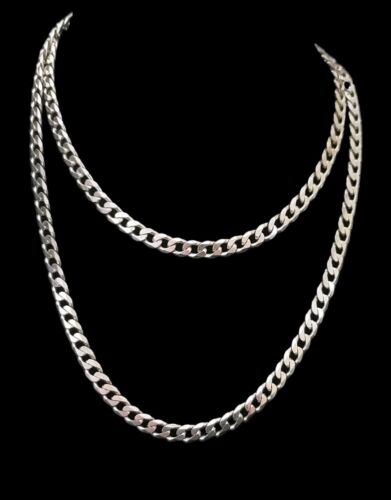 30" x 6mm Heavy Solid Sterling Silver Cuban Chain Link Necklace, Italy. MINT!