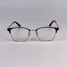 Gucci Men Eyeglasses Gold Black Demo Square GG0609OK 001 NEW AUTHENTIC