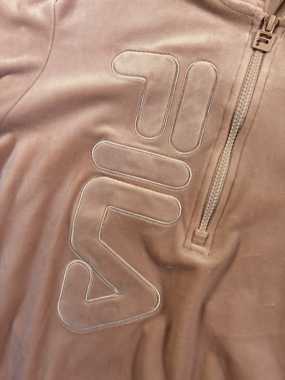 Fila giacca velluto donna media rosa perla full zip cappuccio pile abbigliamento attivo