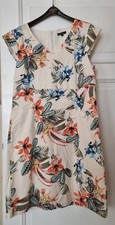 Kb007) Beiges Tulpenkleid von More & More in Größe 40 / florales Fantasy-Muster