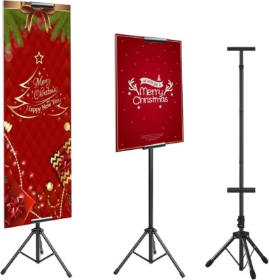 Double-Sided Tripod Poster Stand, Adjustable Up to 79'' Sign Holder Floor Display