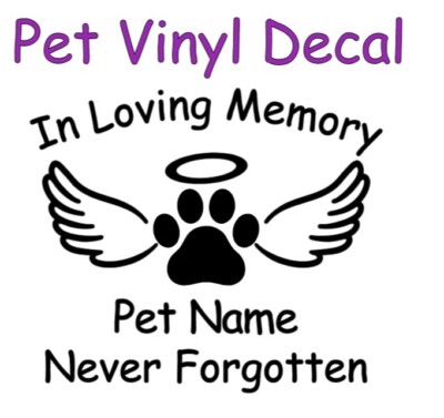 IN LOVING MEMORY RIP Pet Cat Dog Puppy Wings Vinyl Decal 