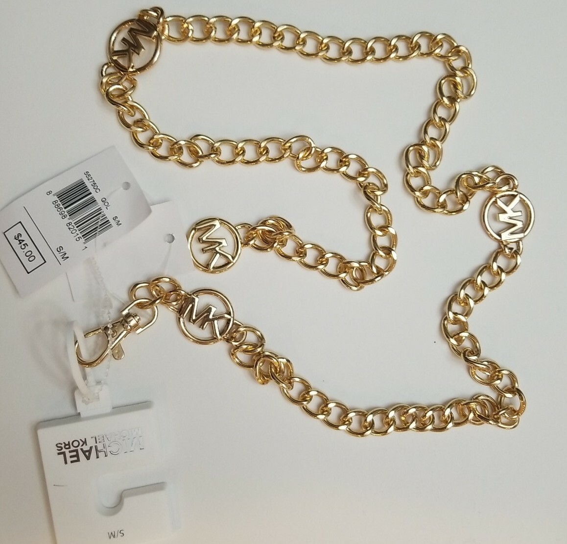 MICHAEL KORS Chain Gold MK Logo Stainless Steel Metal Clip NWT $58 Michael Kors Gold Tone MK Logo Stainless Steel Metal  main image 2