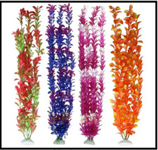 Pack of 4 Grass Cluster Aquarium D cor Plastic Plants 20 Inches Tall