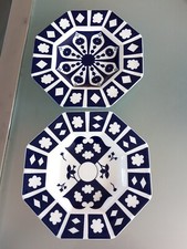 2 ROYAL CROWN DERBY UNFINISHED IMARI RARE Octagonal Plates 22.5 cm Diameter  VGC