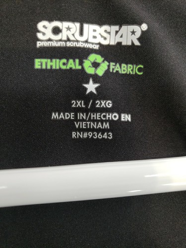 Scrubstar Ethical Fabric Scrub Top Solid Black Women's Size 2XL NWT - Picture 12 of 14