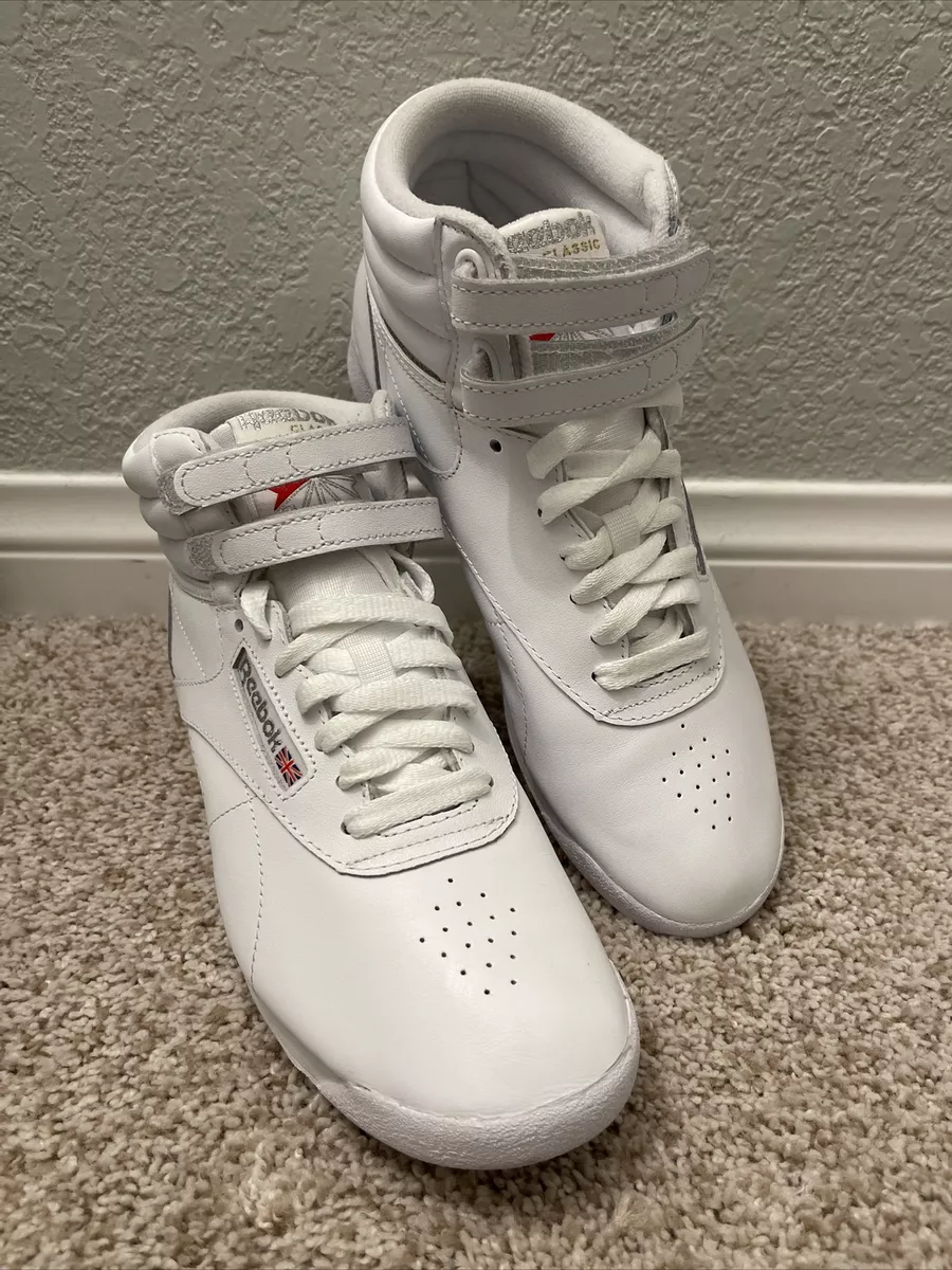 Womens Reebok Freestyle Hi White High Top Retro Tie Shoes Sneakers Size 8 | eBay