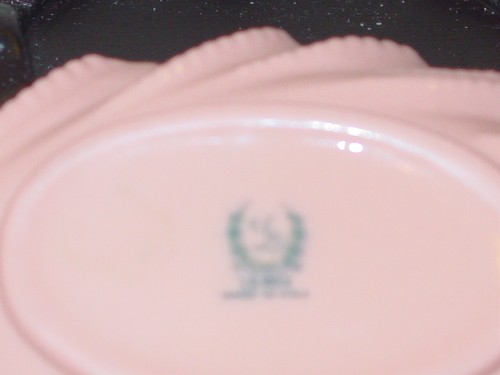 Vintage LENOX piccolo rosa/corallo foglia di acanto 5&1/4" ciotola piatto caramelle marchio verde - Foto 3 di 3
