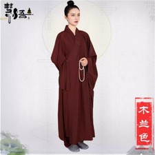 Shaolin Zen Buddhist Monk Meditation Cotton linen Long Robe Kung Fu Uniform Gown